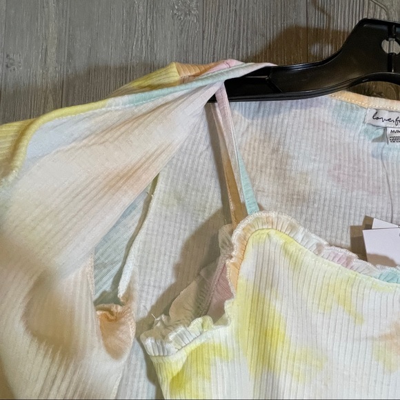 LOVE, FIRE Kids' Cardigan & Tank Set In Rainbow Stripe NWT Medium - Picture 5 of 6